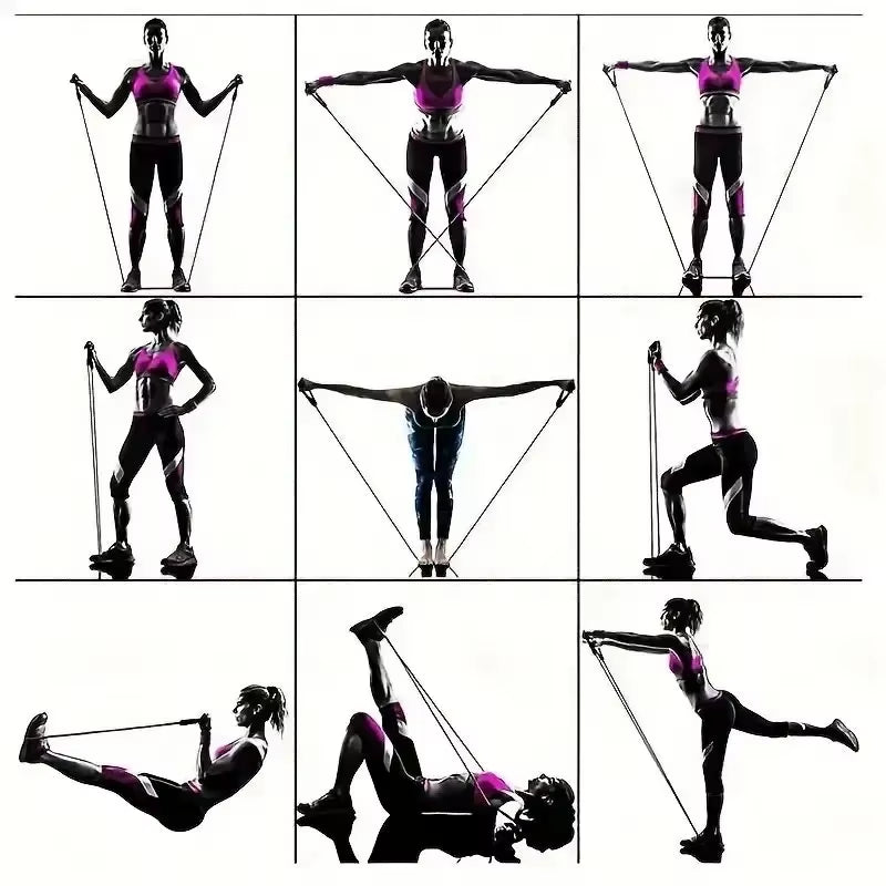 11 Piece Set of Fitness Tension Rope, Elastic Band, Elastic Rope, Household Tension Device, Chest Muscle Training Equipment