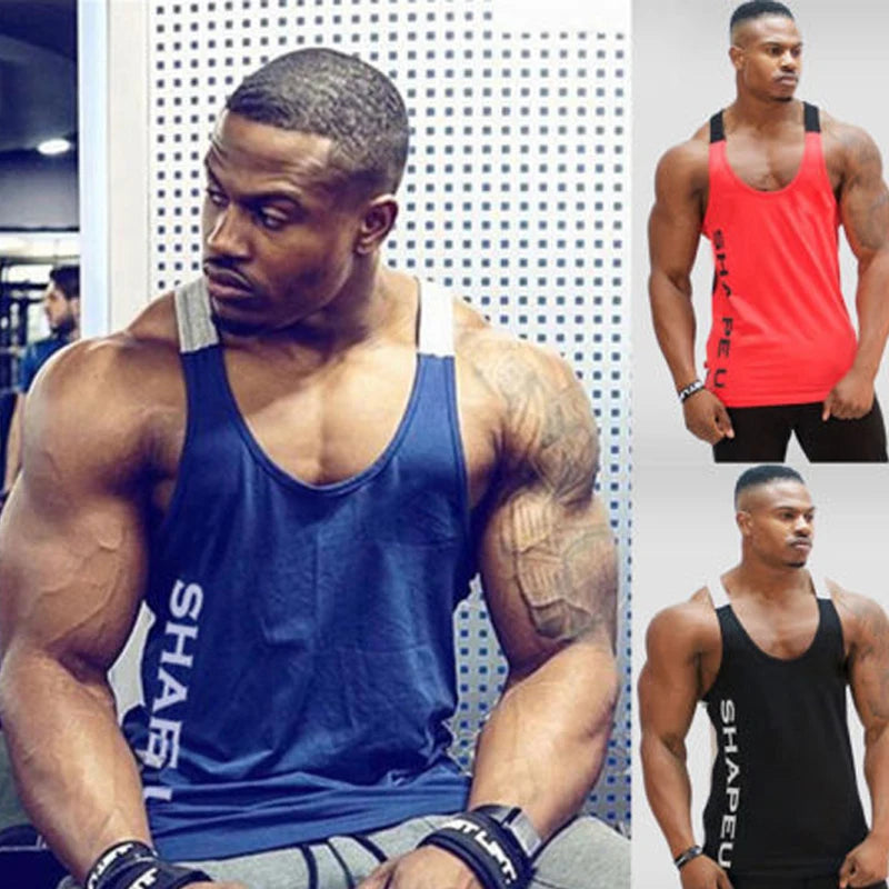 Men's Sports Running T-Shirt - Gym Fitness Top, Bodybuilding Singlet, Muscle Vest, Workout Shirt
