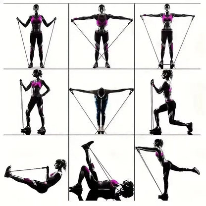 11 Piece Set of Fitness Tension Rope, Elastic Band, Elastic Rope, Household Tension Device, Chest Muscle Training Equipment